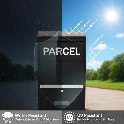 BELOFAY Small Black Lockable Parcel Box – Wall/Floor Mounted