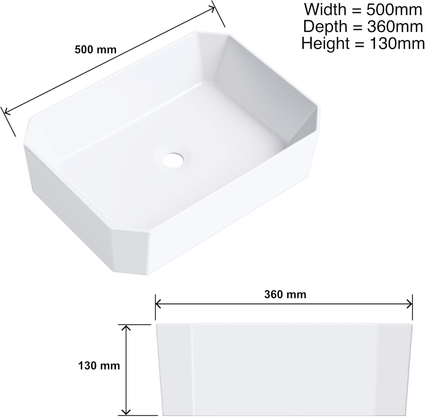 BELOFAY Lumae Rectangle Modern White Bathroom Counter Top Sink
