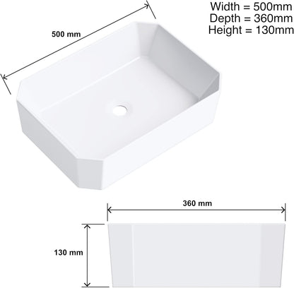 BELOFAY Lumae Rectangle Modern White Bathroom Counter Top Sink