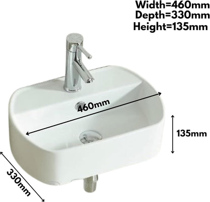 BELOFAY Rectangular Oval Modern White Bathroom Wall-Mounted Sink