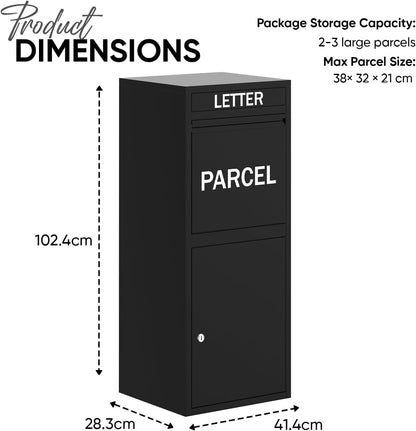 BELOFAY Large Black Lockable Parcel Box – Floor Mounted