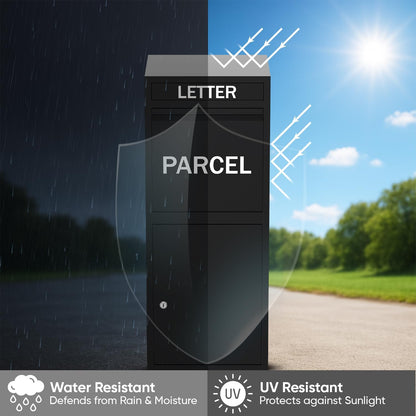 BELOFAY Large Black Lockable Parcel Box – Floor Mounted