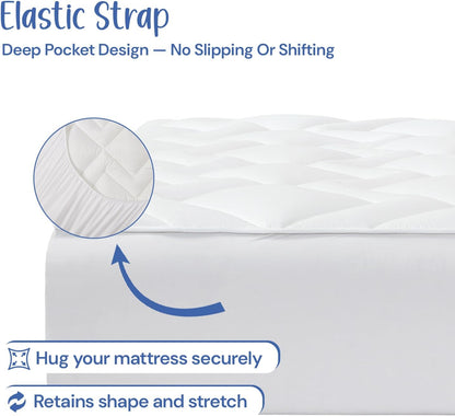 Fitted Memory Foam Topper | Double Mattress Topper with Breathable 100% Cotton Top | With Dual Filling of Memory Foam & 4000GSM Polyester | Quilted & Breathable | Hypoallergenic