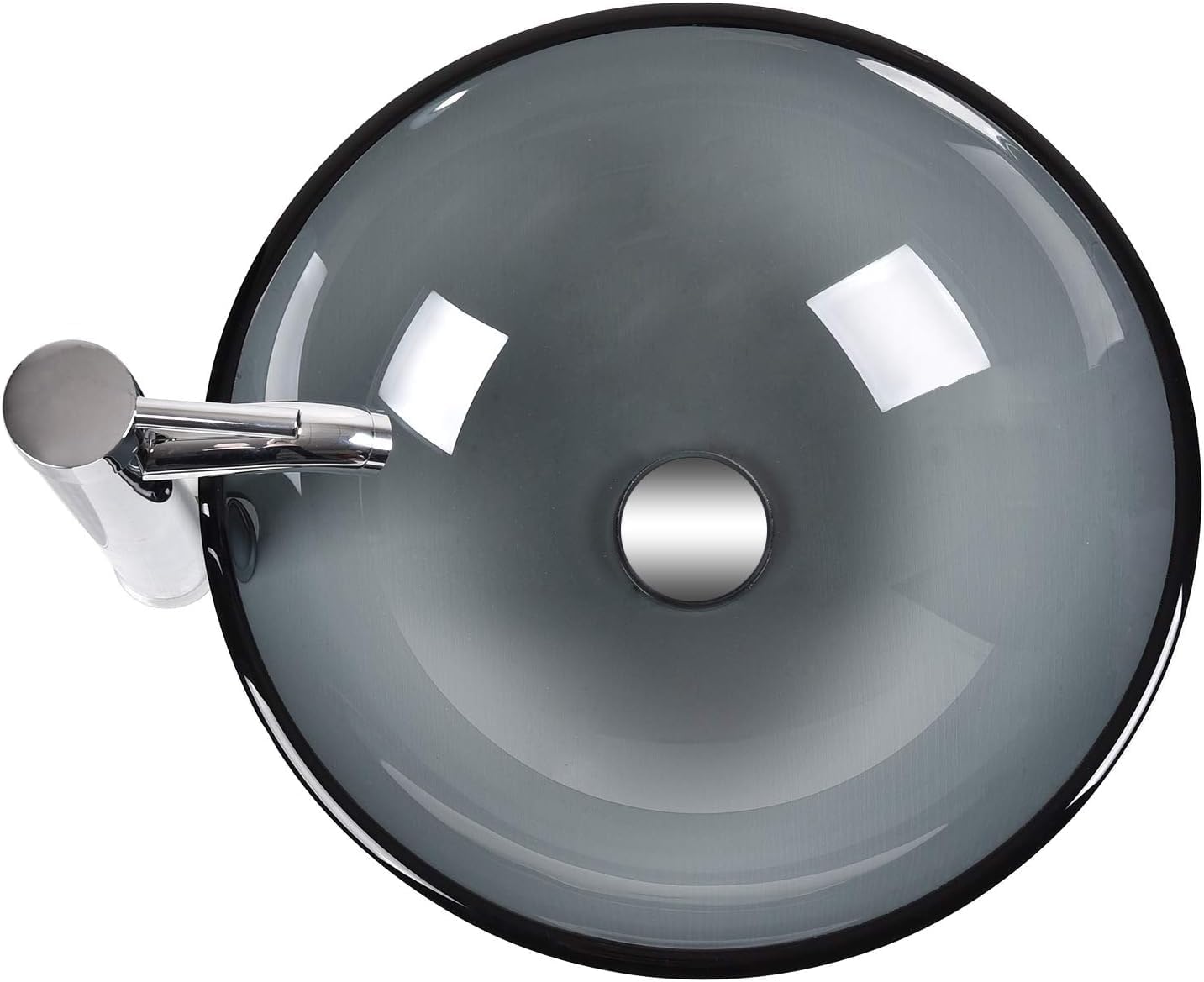 BELOFAY Round Modern Black Glass Bowl Bathroom Counter Top Sink