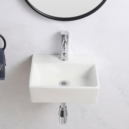 BELOFAY Small Modern White Bathroom Wall-Mounted Sink