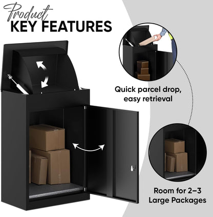 BELOFAY Medium Black Lockable Parcel Box – Wall-Mounted