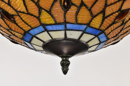 BELOFAY Dragonfly Tiffany Ceiling Light Stained Glass Art Deco Handmade Uplighter Shade Ceiling Lights for Living Room, Bedroom, Dining Room and Kitchen