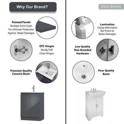 BELOFAY Denvor 600mm Floor Standing Bathroom Vanity Unit With Basin