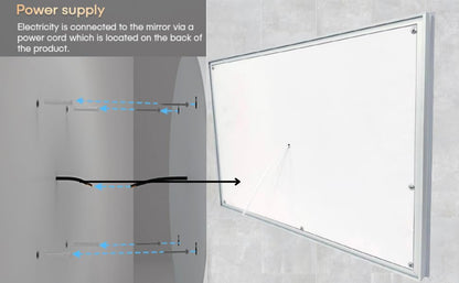 BELOFAY Atlanta Rectangle Bathroom LED Mirror with Dimmable Lights, Anti-fog, Shatter-Proof Tempered Glass
