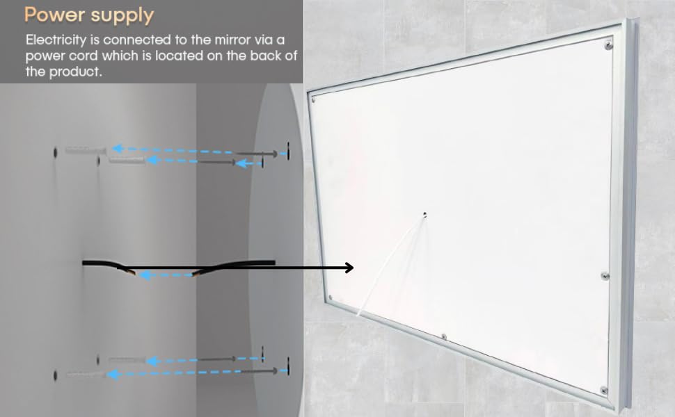 BELOFAY Clara Rectangle Bathroom LED Mirror with Dimmable Lights, Anti-fog, Shatter-Proof Tempered Glass