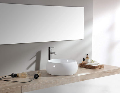 BELOFAY Virelli Round Modern White Bathroom Counter Top Sink