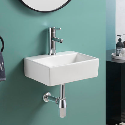 BELOFAY Small Modern White Bathroom Wall-Mounted Sink