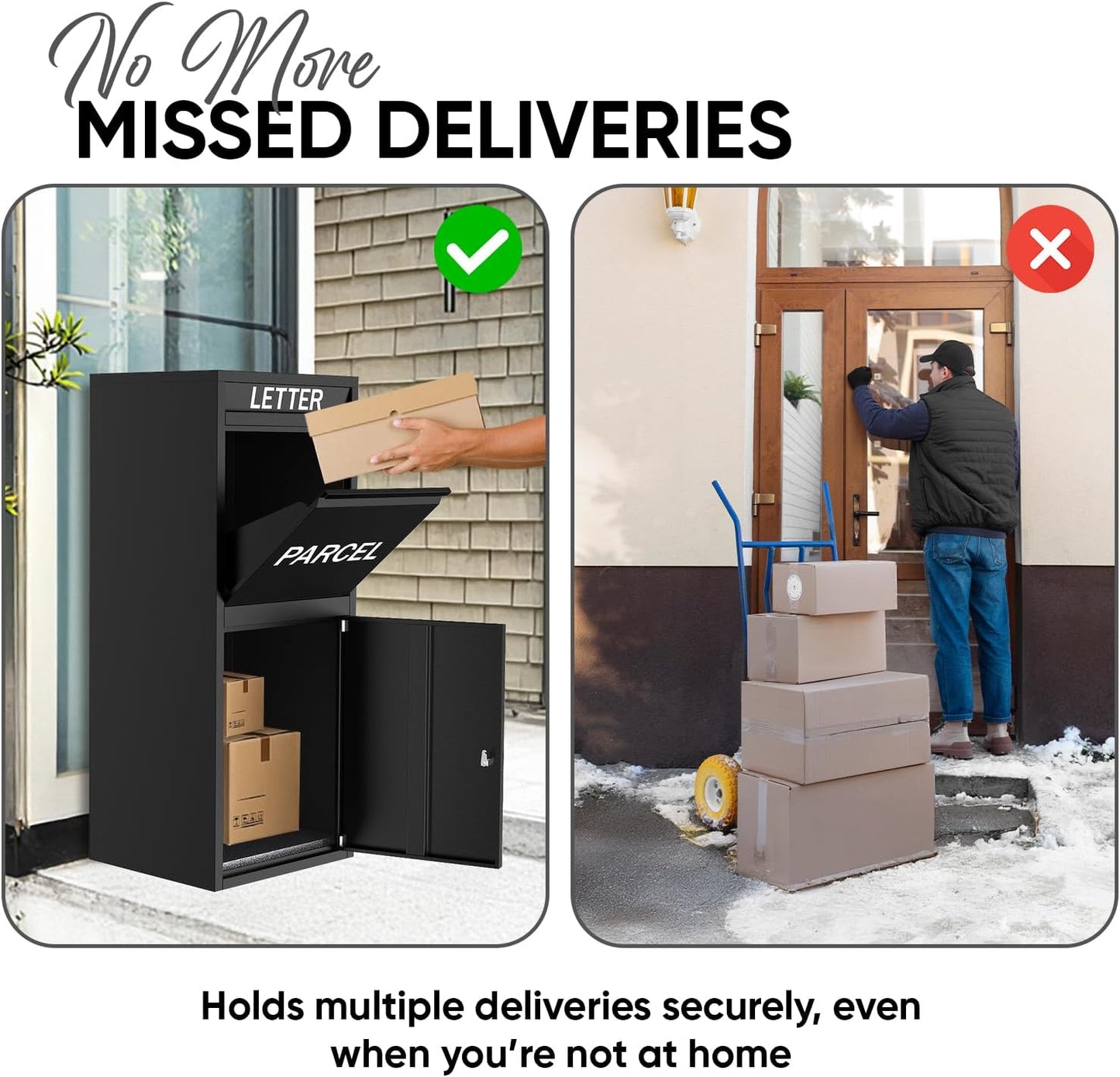 BELOFAY Large Black Lockable Parcel Box – Floor Mounted