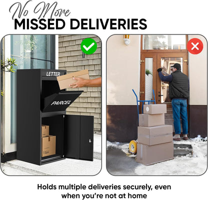 BELOFAY Large Black Lockable Parcel Box – Floor Mounted