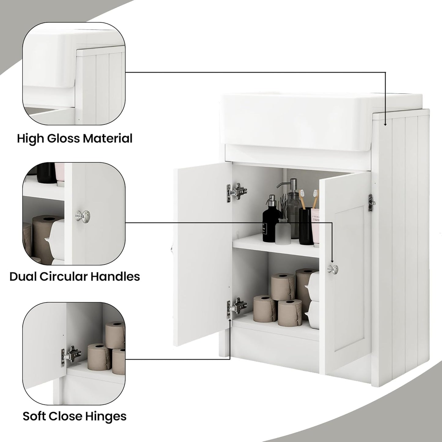 BELOFAY Crawlex 600mm Floor Standing Bathroom Vanity Unit With Basin