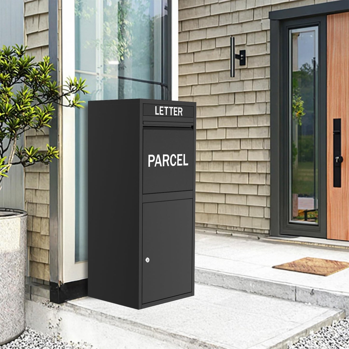 BELOFAY Large Black Lockable Parcel Box – Floor Mounted