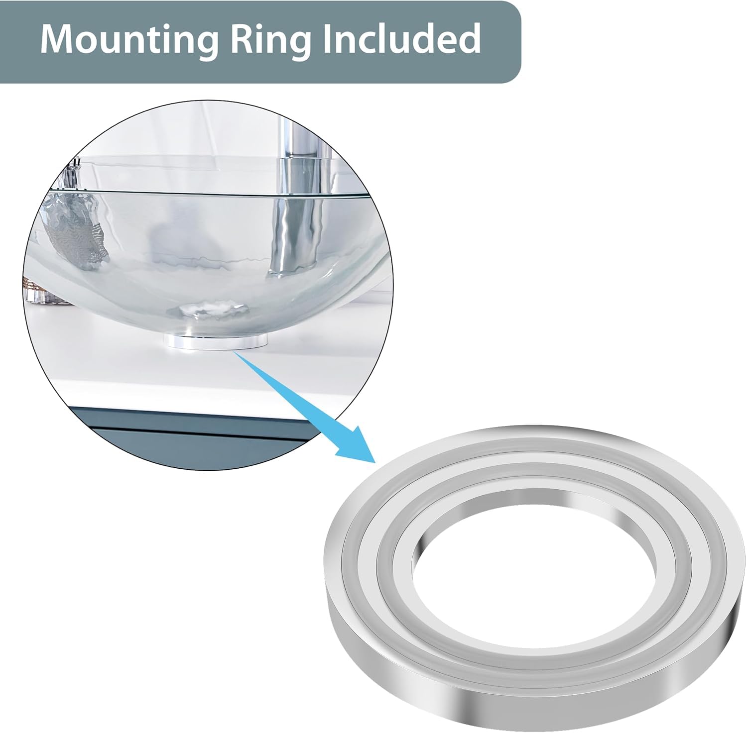 BELOFAY Square Modern Clear Glass Bowl Bathroom Counter Top Sink