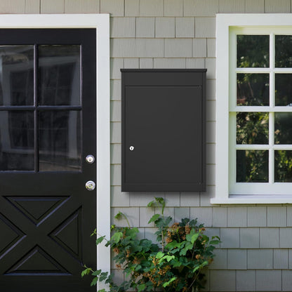 BELOFAY Medium Black Lockable Parcel Box – Wall-Mounted