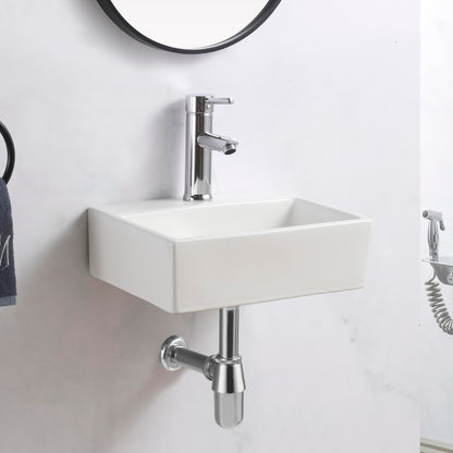 BELOFAY Small Modern White Bathroom Wall-Mounted Sink