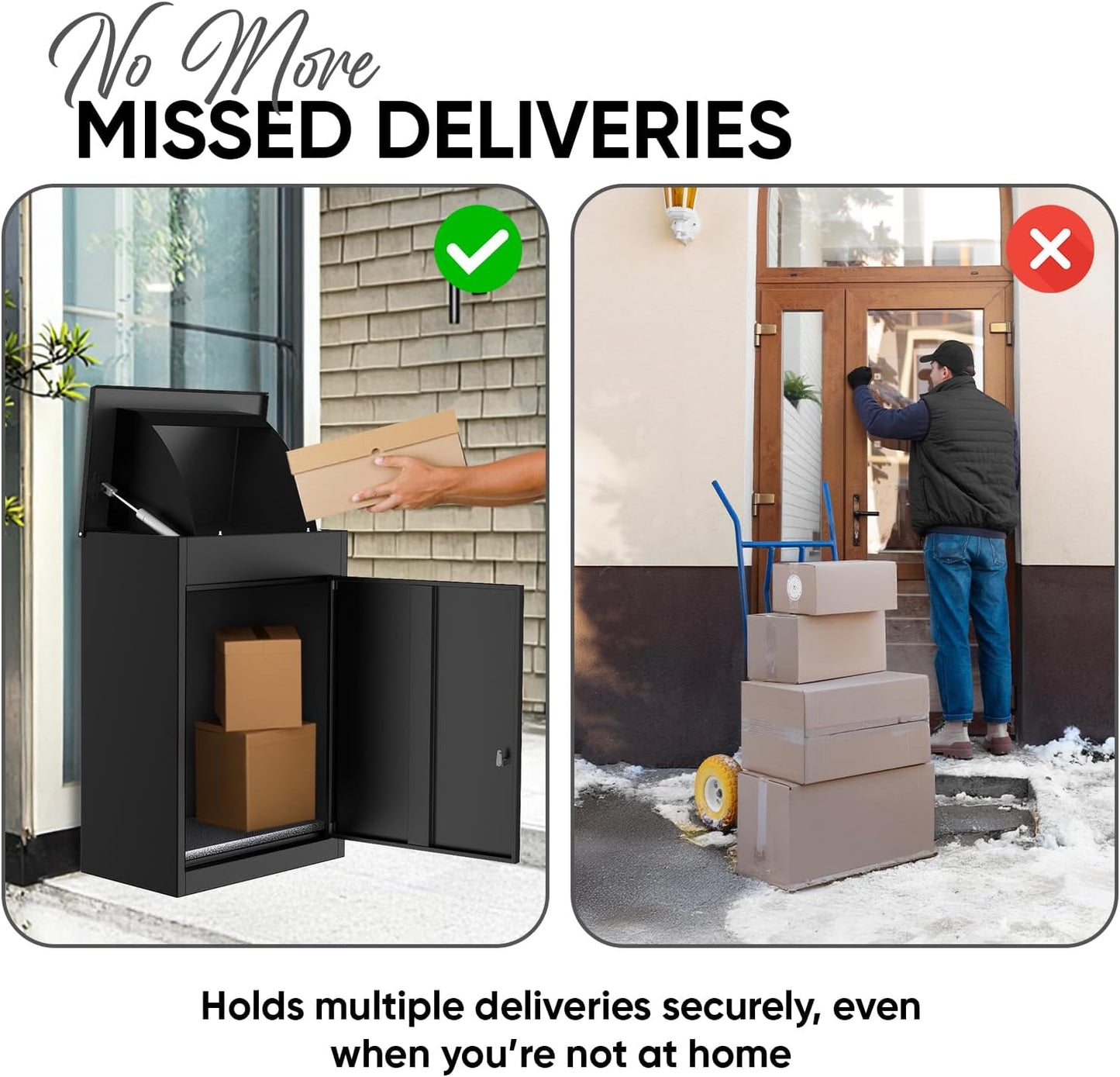 BELOFAY Medium Black Lockable Parcel Box – Wall-Mounted