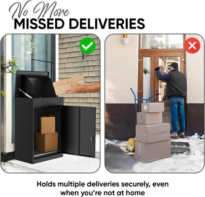 BELOFAY Medium Black Lockable Parcel Box – Wall-Mounted