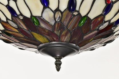 BELOFAY Dragon Tiffany Ceiling Light Stained Glass Art Deco Handmade Uplighter Shade Ceiling Lights for Living Room, Bedroom, Dining Room and Kitchen