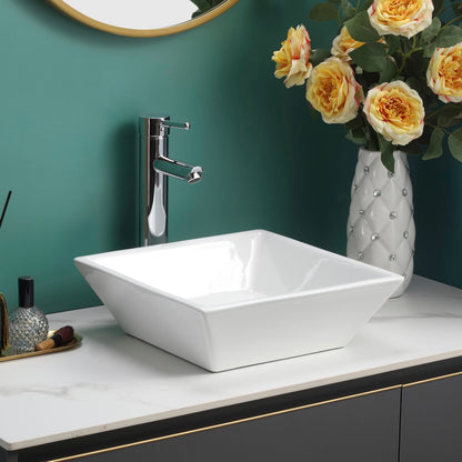 BELOFAY Truvay Square Modern White Bathroom Counter Top Sink