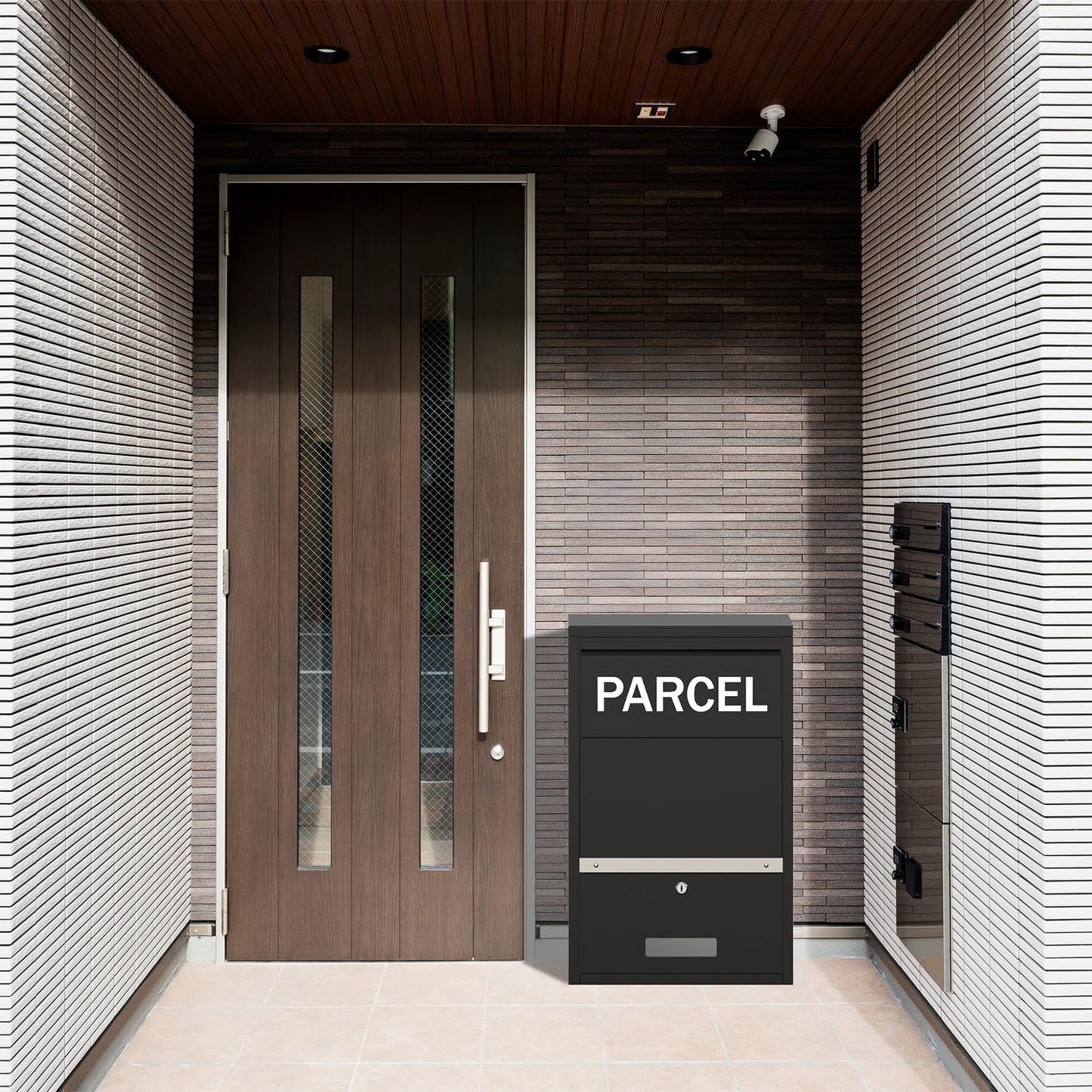 BELOFAY Small Black Lockable Parcel Box – Wall/Floor Mounted