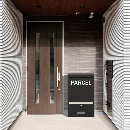 BELOFAY Small Black Lockable Parcel Box – Wall/Floor Mounted
