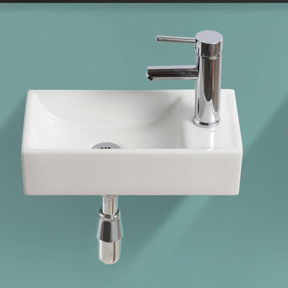 BELOFAY Rectangle Modern White Bathroom Wall-Mounted Sink