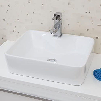 BELOFAY Solenne Rectangle Modern White Bathroom Counter Top Sink