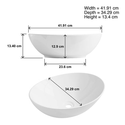 BELOFAY Tirra Oval Modern White Bathroom Counter Top Sink