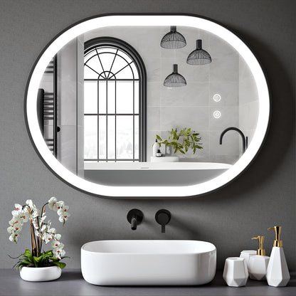 BELOFAY Amais Oval Bathroom LED Mirror with Dimmable Lights, Anti-fog, Shatter-Proof Tempered Glass