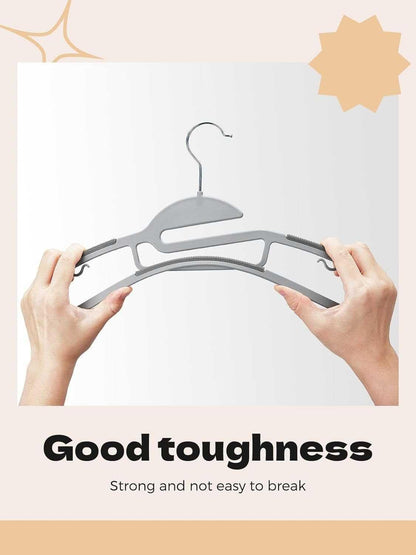 Belofay Non-Slip Heavy Duty White Plastic Coat Hangers, Adult Size, Easy Slide Design, Flexible, Durable, Non-Slip Rubber Pads