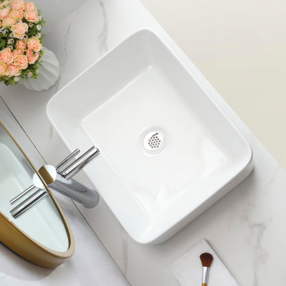 BELOFAY Vastel Rectangle Modern White Bathroom Counter Top Sink