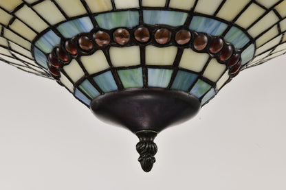 BELOFAY Peacock Tiffany Ceiling Light Stained Glass Art Deco Handmade Uplighter Shade Ceiling Lights for Living Room, Bedroom, Dining Room and Kitchen