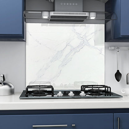 BELOFAY White Marble Tempered Glass Splashback for Kitchen with 6mm Toughened Glass (ADHESIVE INCLUDED)