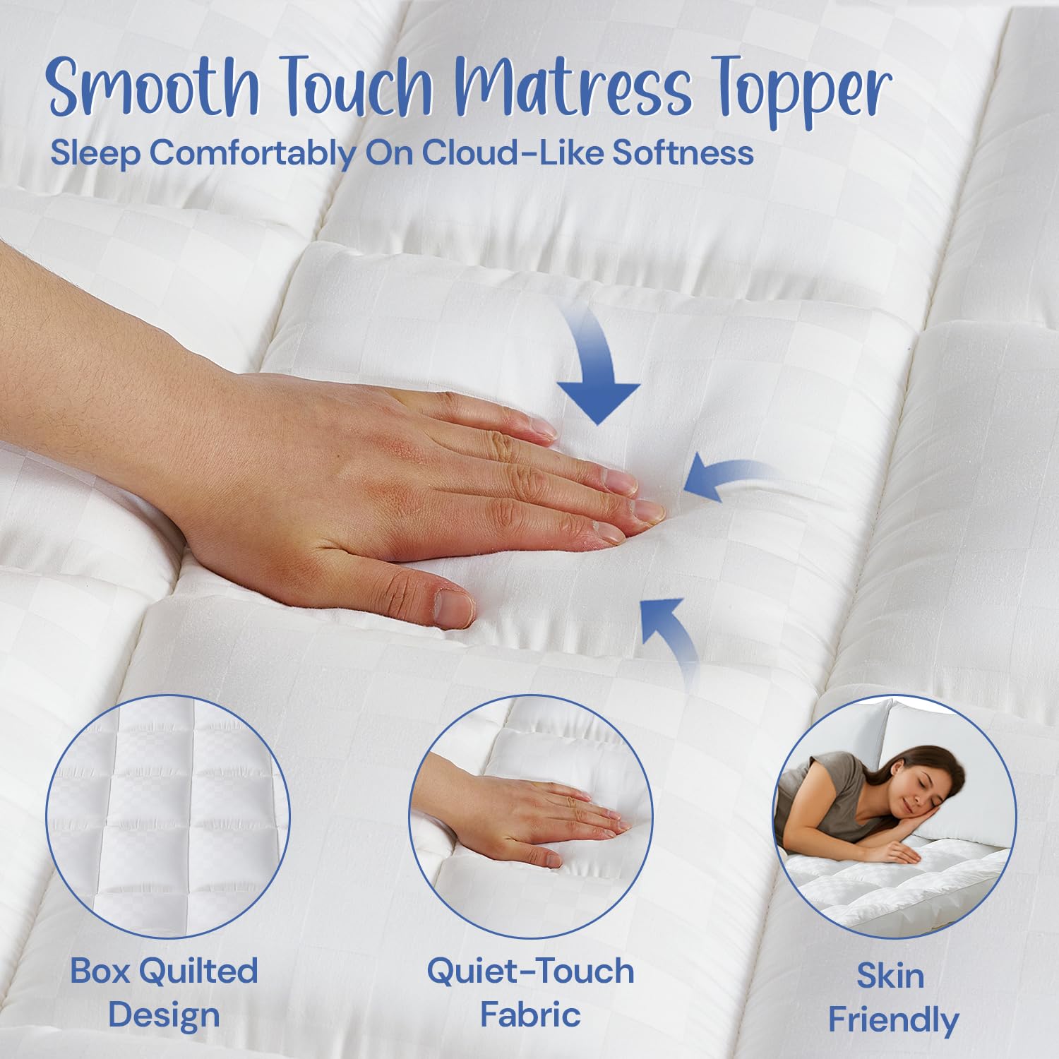Dream Fit Mattress Topper | 10cm Extra Thick Mattress Topper with Breathable Mesh Gusset | 100% Cotton Top | 1400GSM Polyester Fill | Hypoallergenic & Machine Washable