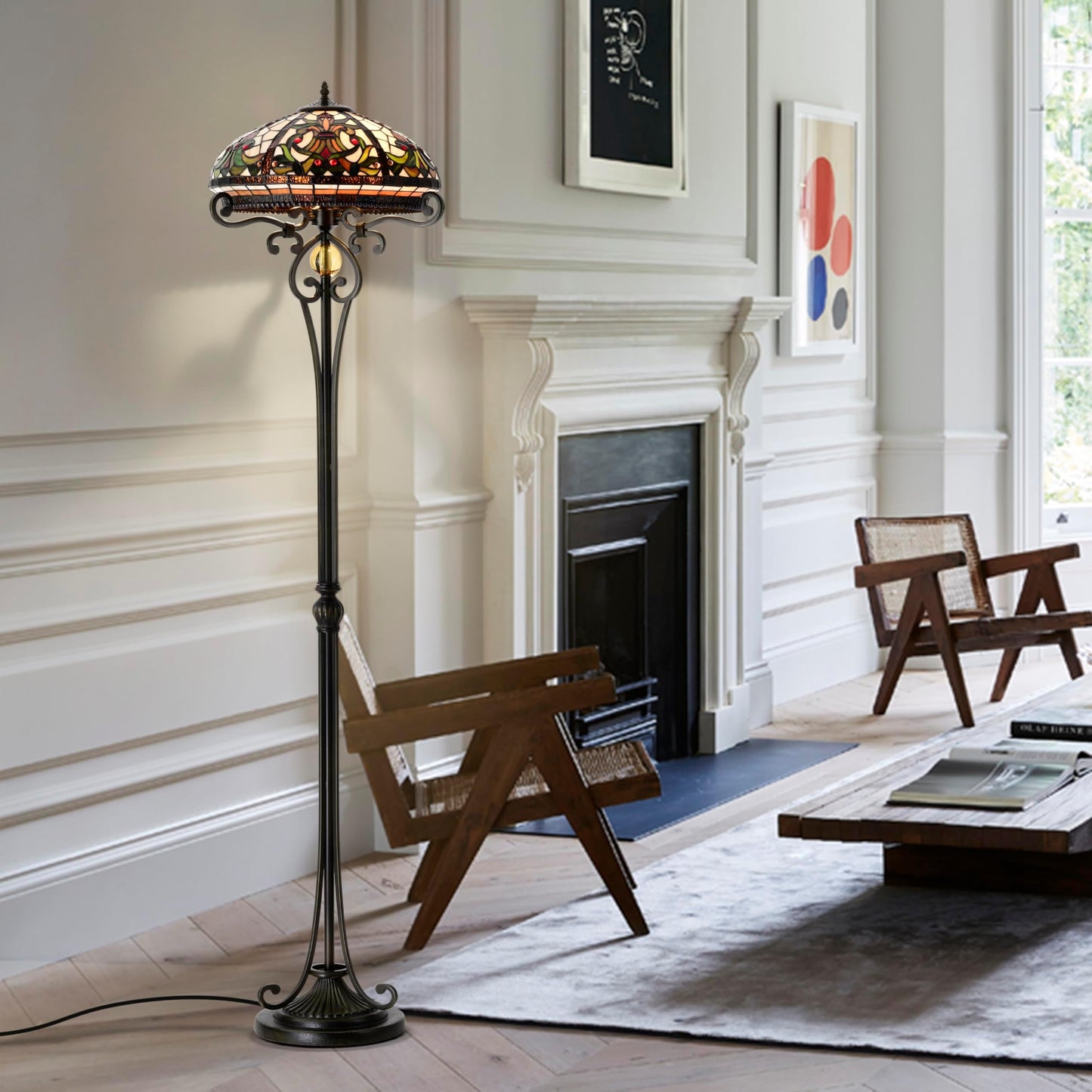 BELOFAY Tiffany Floor Lamps, Stained Glass Handmade Tiffany Lights Floor Lamps for Bedrooms, Living Room and Lounge