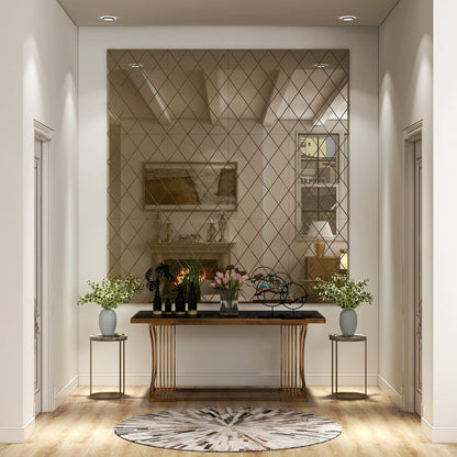 BELOFAY Art Deco Bronze Rectangular Wall Mirror – Modern Wall-Mounted Glass Design for Bedroom, Hallway & Lounge