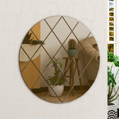 BELOFAY Art Deco 50cm Bronze Round Wall Mirror – Modern Wall-Mounted Glass Design for Bedroom, Hallway & Lounge