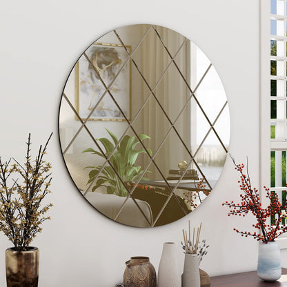 BELOFAY Art Deco 50cm Bronze Round Wall Mirror – Modern Wall-Mounted Glass Design for Bedroom, Hallway & Lounge