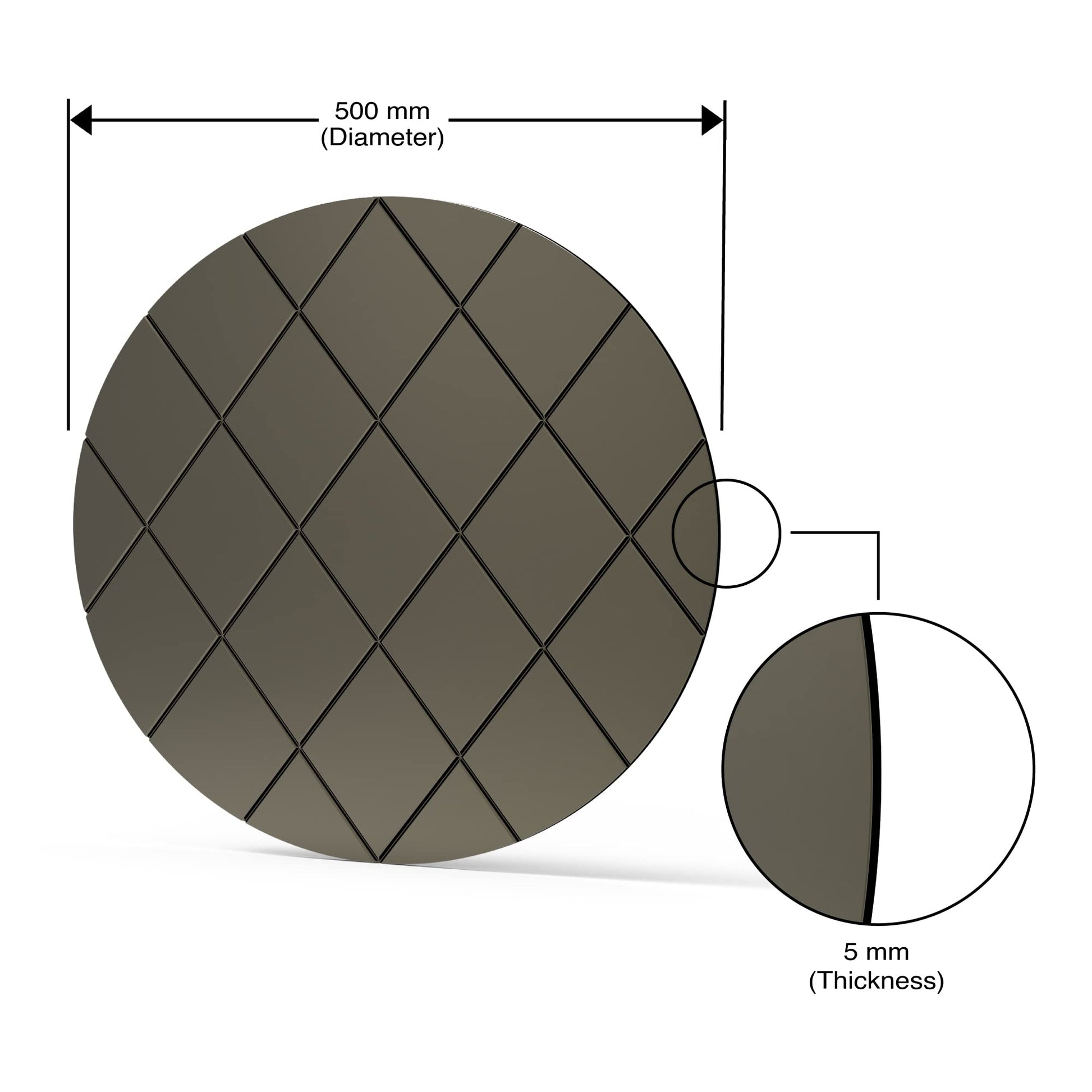 BELOFAY Art Deco 50cm Bronze Round Wall Mirror – Modern Wall-Mounted Glass Design for Bedroom, Hallway & Lounge