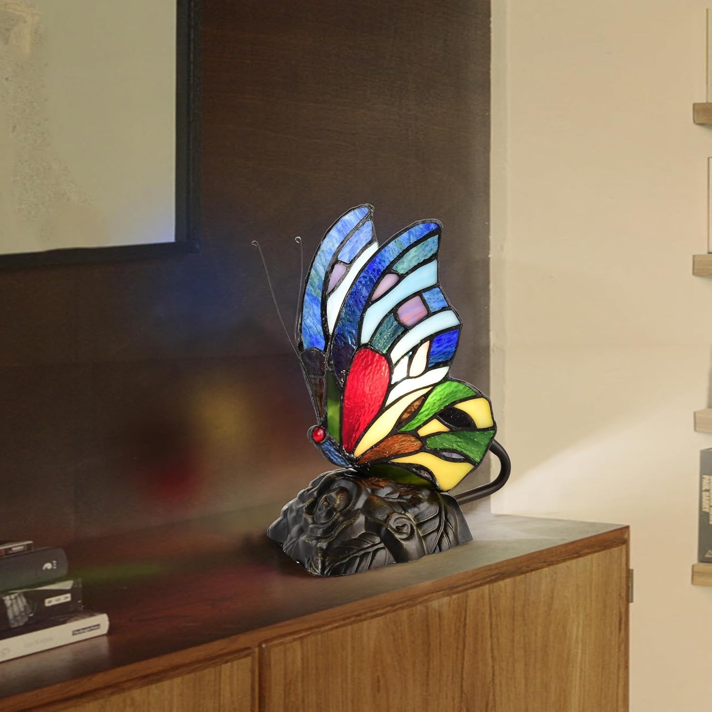 BELOFAY Tiffany Stained Glass Handmade Vintage Bedside Table Lamps for Bedroom (8 inches)