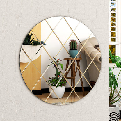 BELOFAY Art Deco 50cm Clear Round Wall Mirror – Modern Wall-Mounted Glass Design for Bedroom, Hallway & Lounge