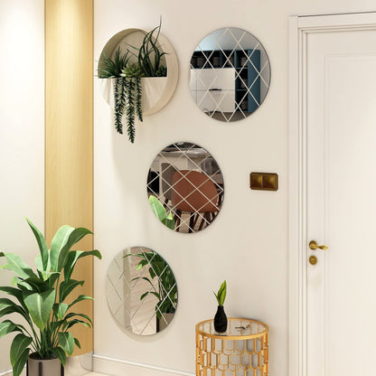 BELOFAY Art Deco 50cm Clear Round Wall Mirror – Modern Wall-Mounted Glass Design for Bedroom, Hallway & Lounge