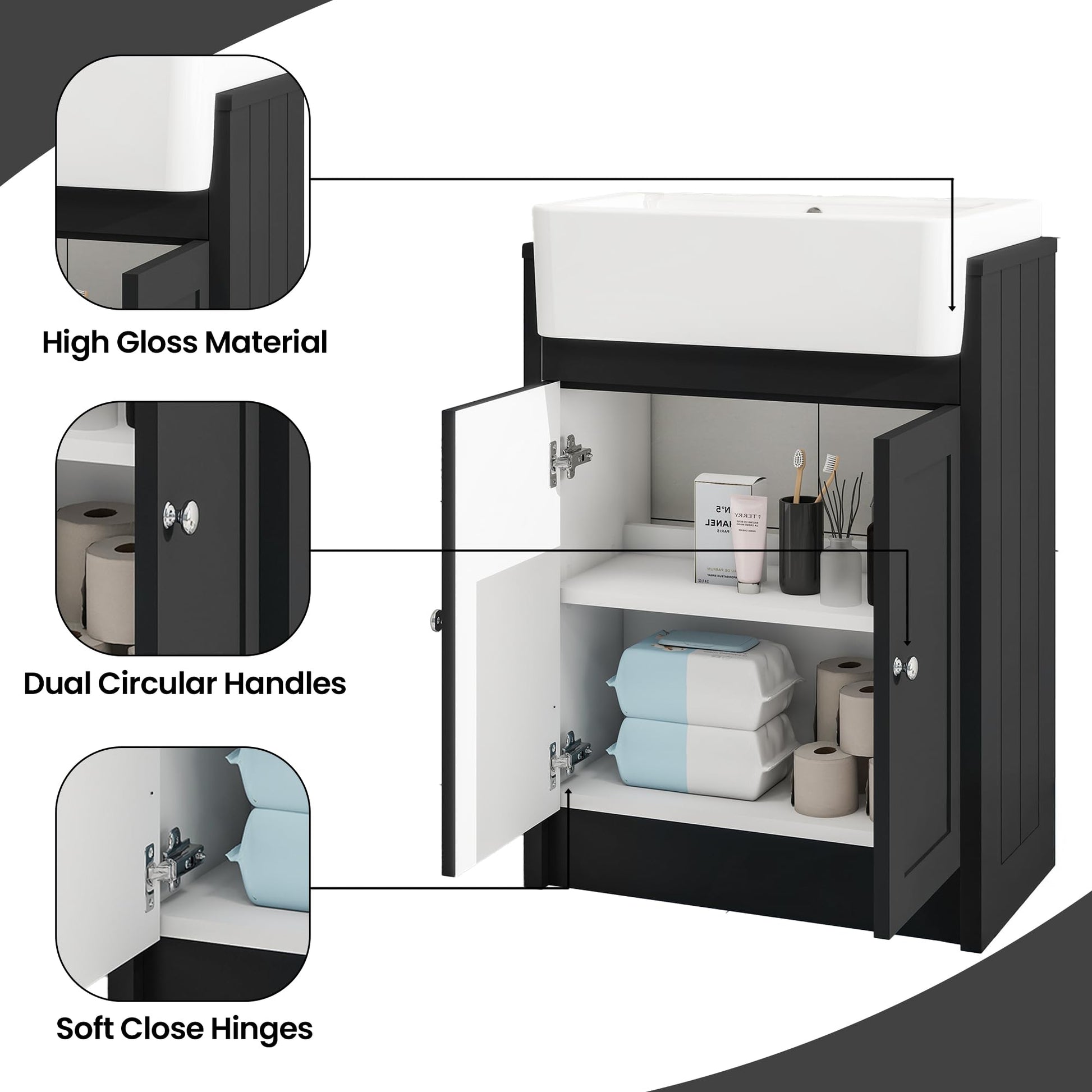 BELOFAY Crawlex 600mm Floor Standing Bathroom Vanity Unit With Basin