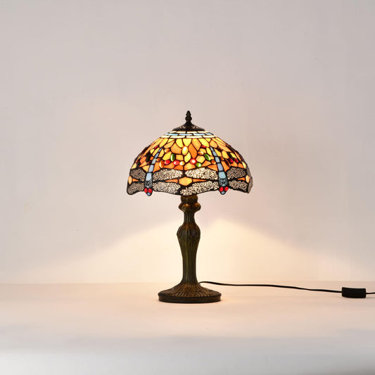 BELOFAY Tiffany Stained Glass Handmade Vintage Bedside Table Lamp – 12" Wide x 18" High