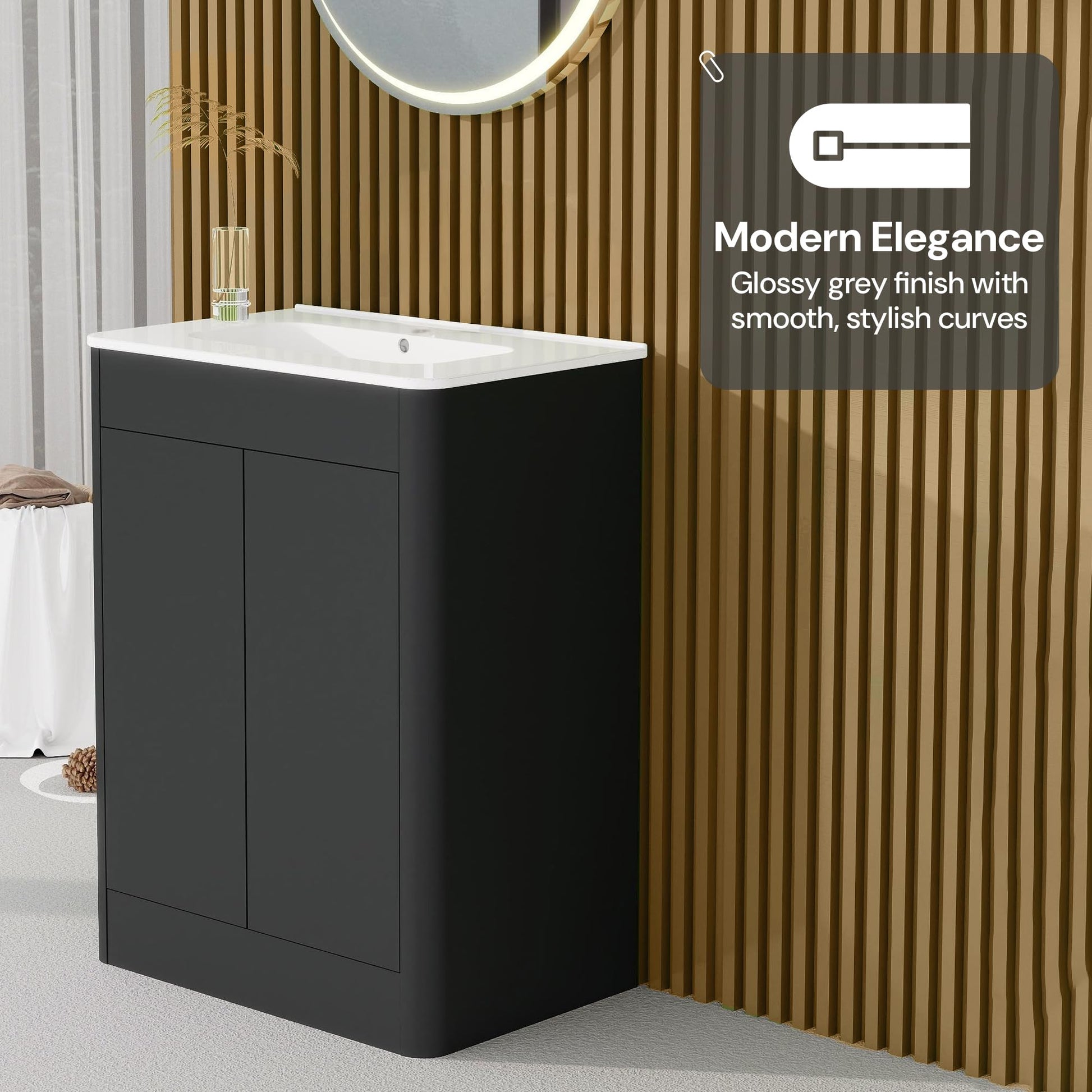 BELOFAY Edison 600mm Floor Standing Bathroom Vanity Unit With Basin