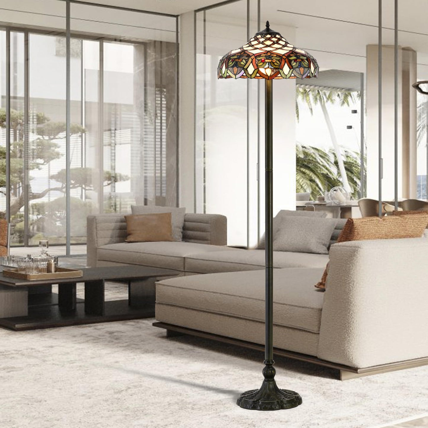 BELOFAY Tiffany Floor Lamps, Stained Glass Handmade Tiffany Lights Floor Lamps for Bedrooms, Living Room and Lounge